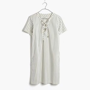Madewell Stripe Harbor Lace Up Shift Dress